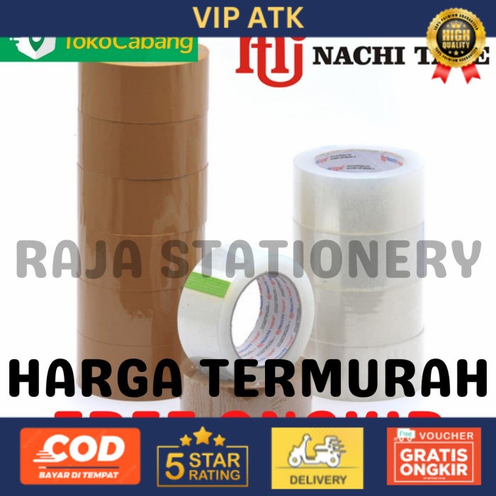 

Nachi Tape 48mm / Lakban OPP Nachi 100 Yard Bening Coklat Plakban - COKLAT, 48mm / 2 inch alat tulis kantor atk