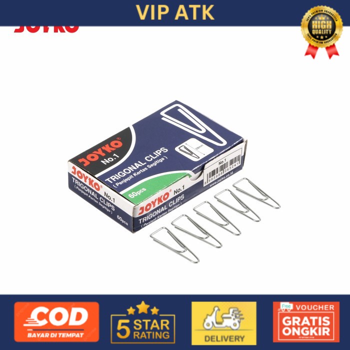 

Joyko Trigonal Paper Clip No.1 60pcs / Klip Penjepit Kertas Joyko No.1 alat tulis kantor atk