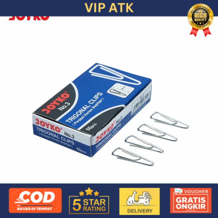 

Joyko Trigonal Paper Clip No.3 60pcs / Klip Penjepit Kertas Joyko No.3 alat tulis kantor atk