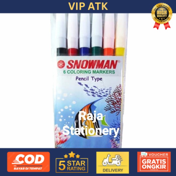 

Snowman Colouring Markers / Spidol Warna Snowman 6 Warna PW-6A alat tulis kantor atk