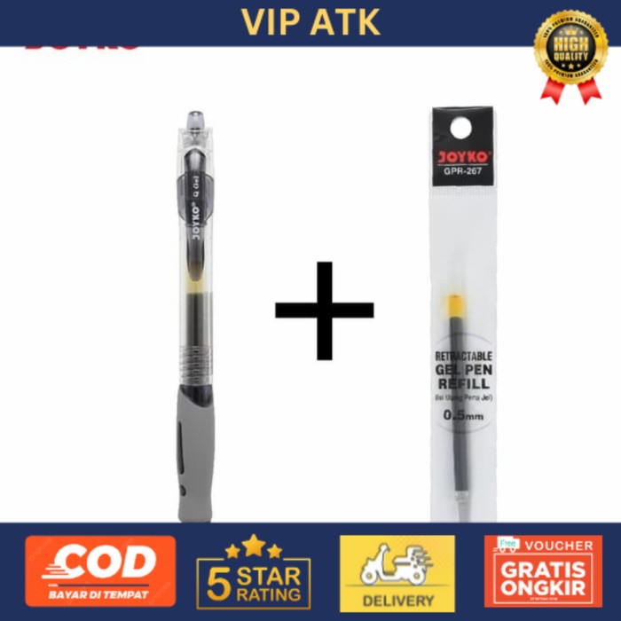 

Joyko Gel Pen Q Gel + REFILL / Paket Pen + REFILL 0.5mm GP-265 GPR-267 alat tulis kantor atk