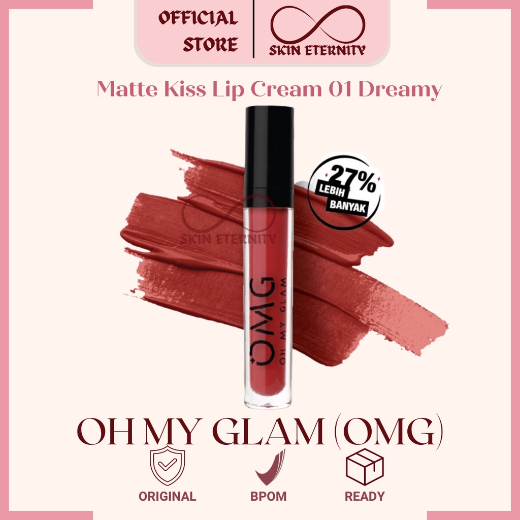 OMG OH MY GLAM Matte Kiss Lip Cream 01 Dreamy 3.5 g - Lip Cream Matte Dengan Warna Intense BPOM