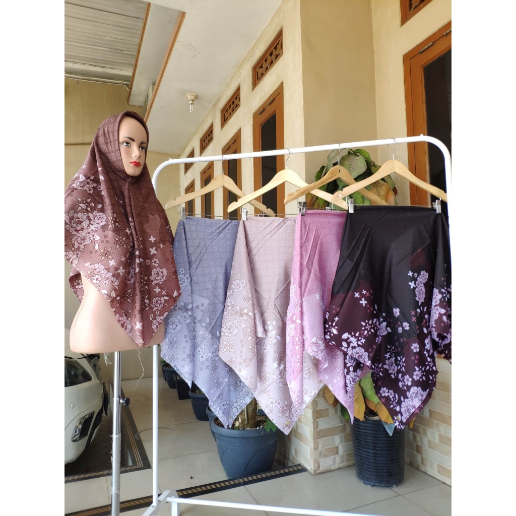 Jilbab Segi Empat Voal Motif Premium Hijab Motif Voal Premium (kode b) Motif Bunga Japan Bunga Sakur