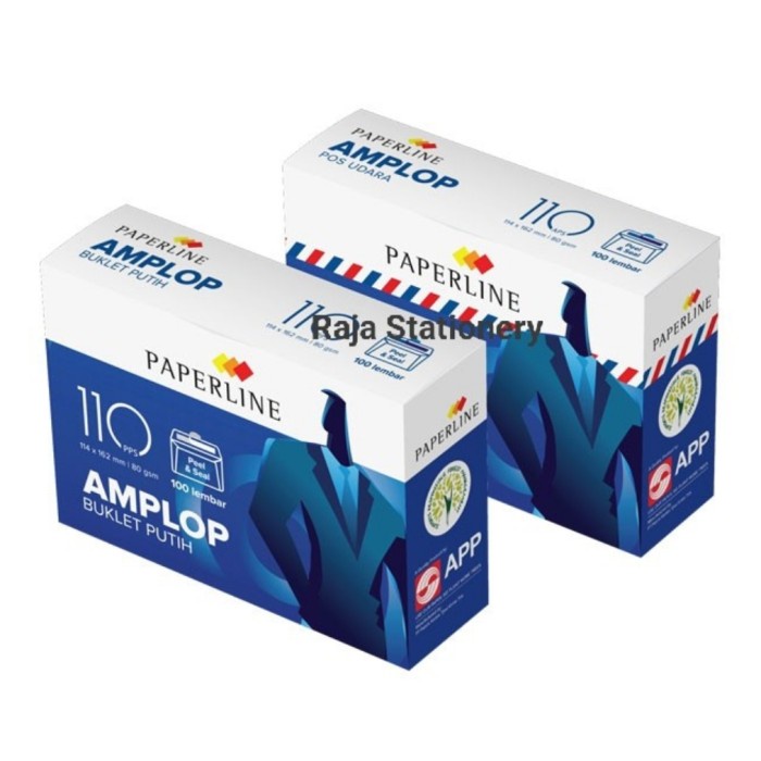 

alat tulis kantor atk Paperline Amplop Putih Air Mail Polos 110 114x162mm - Putih Polos