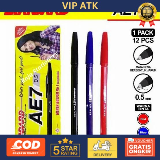 

Standard Pen AE7 0.5 / Pena 0.5 - Hitam alat tulis kantor atk