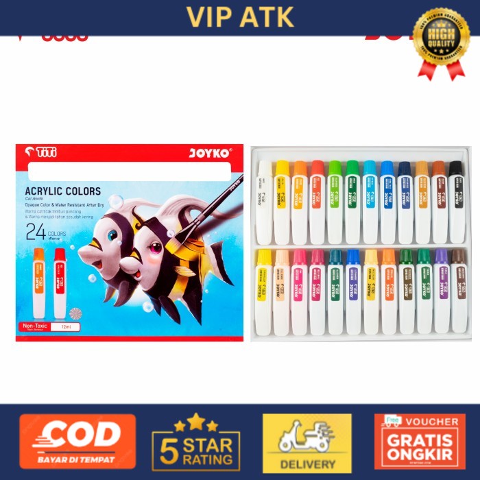 

Joyko TITI 24 Acrylic Colors / Cat Akrilik 24 Warna AC-12ML-24 alat tulis kantor atk