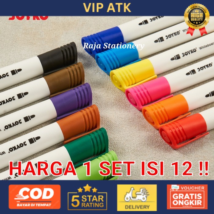 

Joyko Color Whiteboard Marker 12 Colors / Spidol Warna Warmi WMC-51 alat tulis kantor atk
