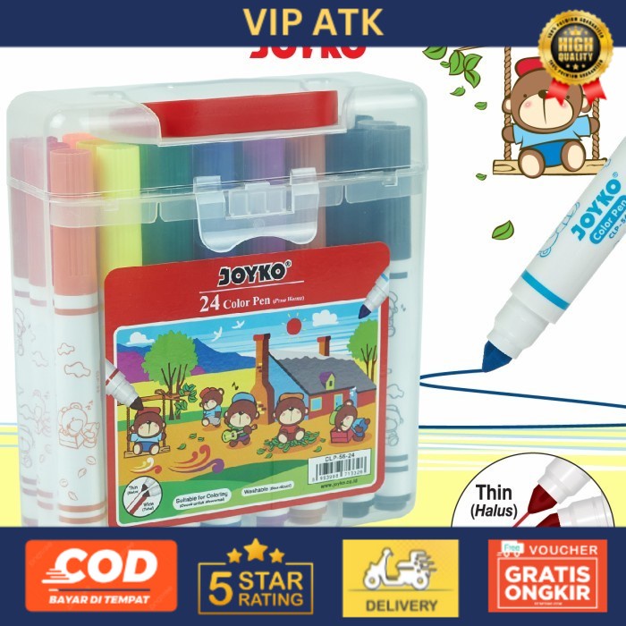 

Joyko WASHABLE Color Pen 24 Colours / Spidol Warna Joyko CLP-56-24 alat tulis kantor atk