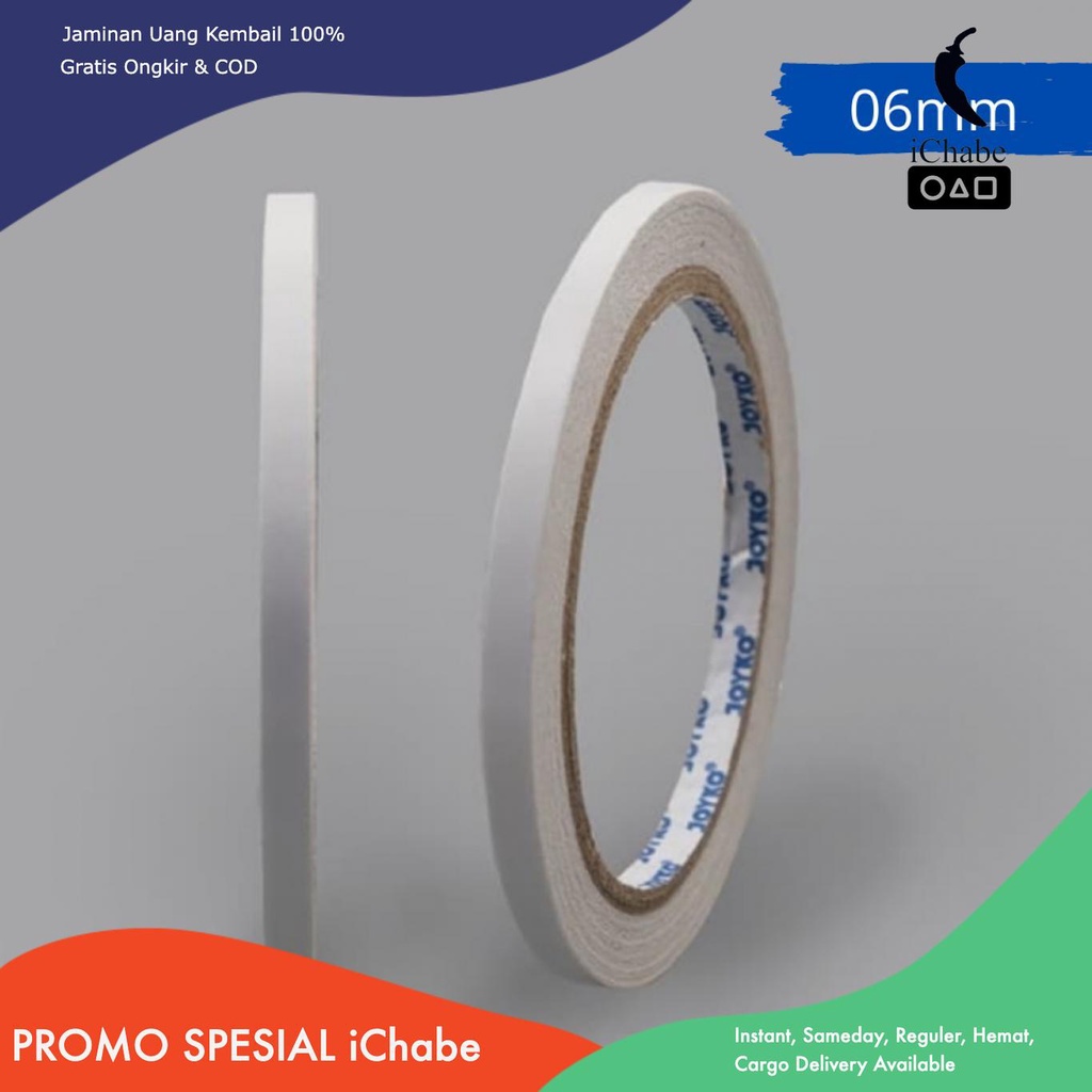 

[Bisa COD] AA Perekat Double Tape Joyko Lebar 6mm x 15 yard Putih