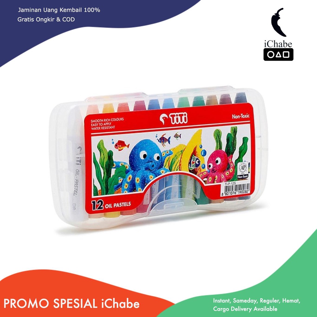 

[Bisa COD] AA Oil Pastel TITI Joyko / Crayon TITI 12 / Krayon Titi 12 Warna stationery