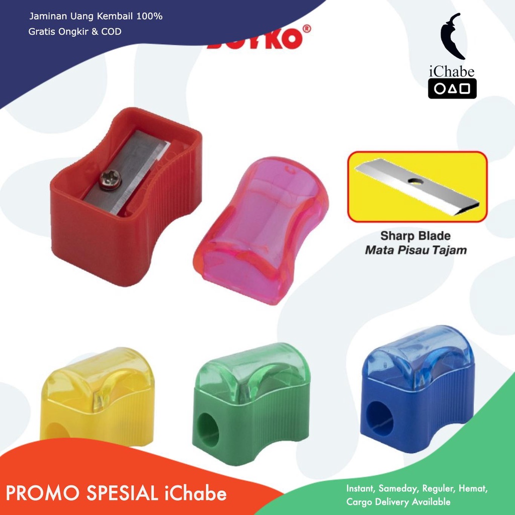 

[Bisa COD] NA AA JOYKO Rautan Pensil Serutan Roti / Pencil Sharpener Pengserut/ Serutan Pensil Joyko / Rautan Pensil Joyko SP-362 Plastic Plastik