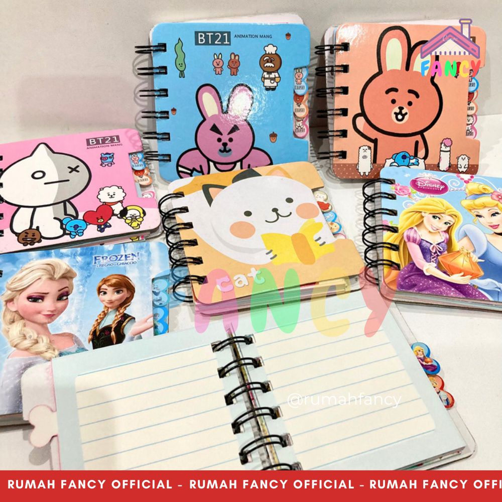 

Buku Diary Spiral Notes FANCY Spiral 95K ( 9,5 CM X 8,5 CM) Princess / LOL / Frozen