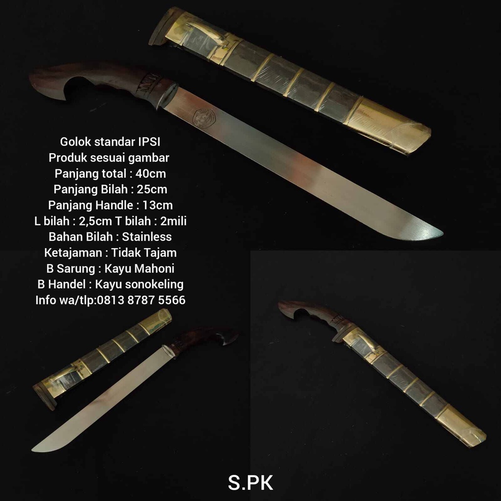 Golok standar ipsi ukuran usia dini 25 cm tumpul simpai Kuningan