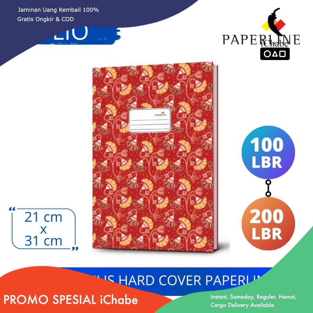 

[Bisa COD] AA Buku Tulis HardCover paperline Ukuran Folio / F4 Isi 100 & 200 Lembar kertas paper stationery