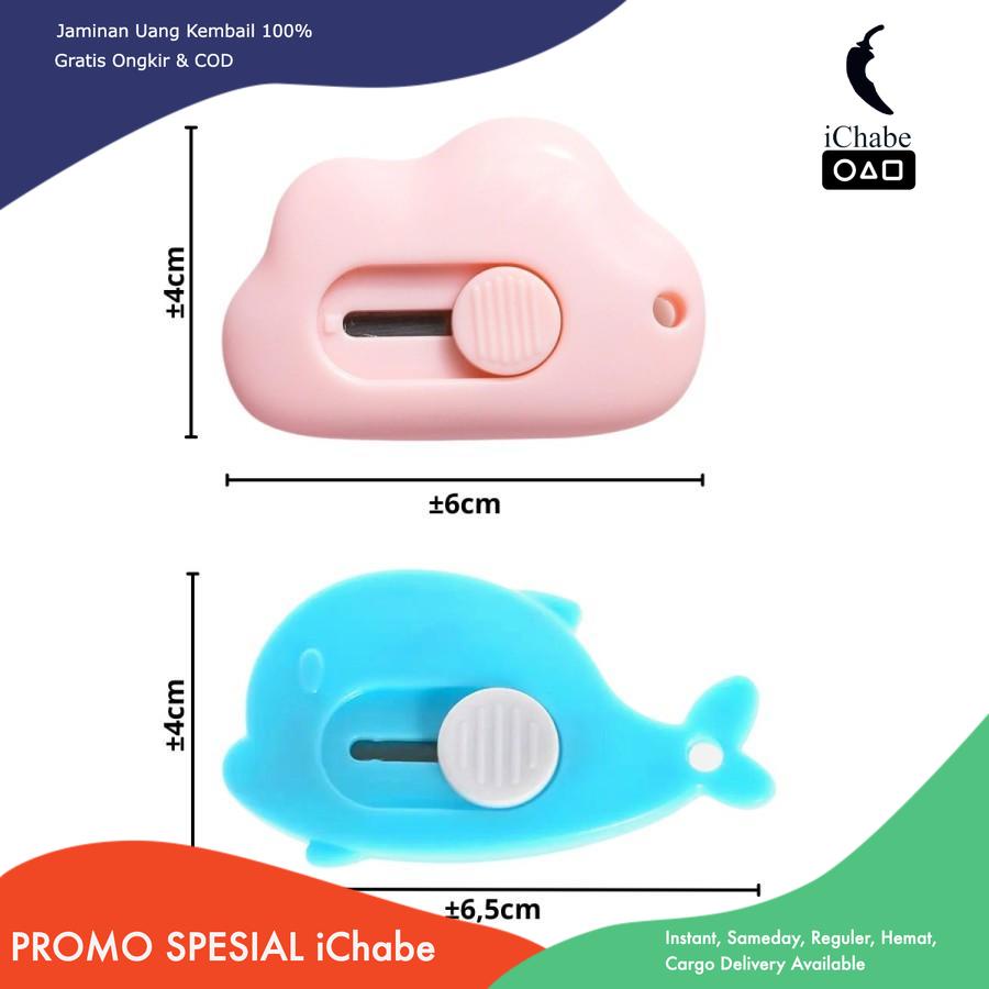 

[Bisa COD] Pisau Cutter Mini Model Awan & Dolphin Alat Bantu Potong Kertas Plastik Unboxing Paket Perlengkapan ATK Sekolah Travel Size Cloud stainless