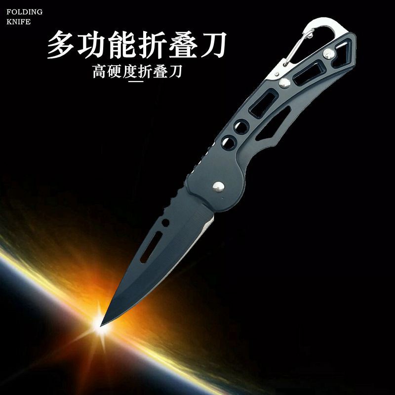 Pisau Dapur Lipat Mini Survival Outdoor Serbaguna Pisau Dapur Lipat Mini Carabiner Stainless Stell-5