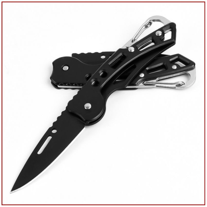 Pisau Dapur Lipat Mini Survival Outdoor Serbaguna Pisau Dapur Lipat Mini Carabiner Stainless Stell-Pisau lipat mini