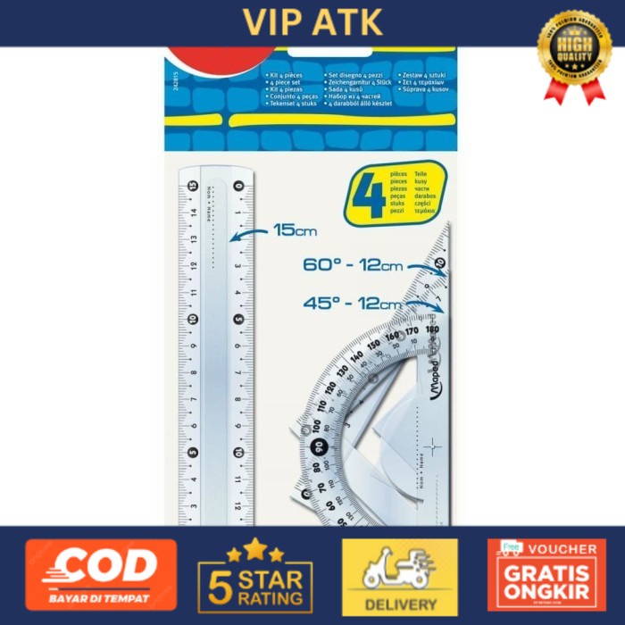 

Maped Ruler MATH SET 4 PCS / Penggaris Busur Maped Transparan SET alat tulis kantor atk
