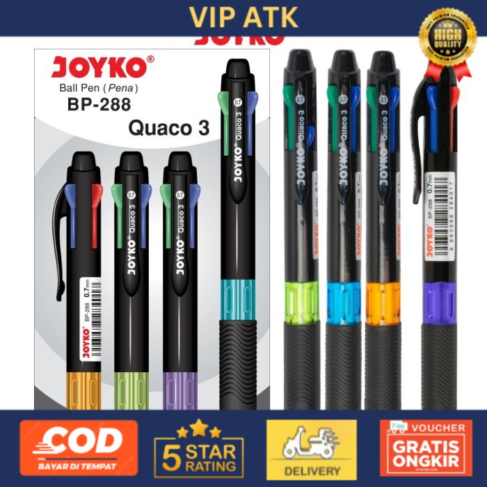 

Pen Joyko 4 Warna Quaco 3 BP-288 alat tulis kantor atk