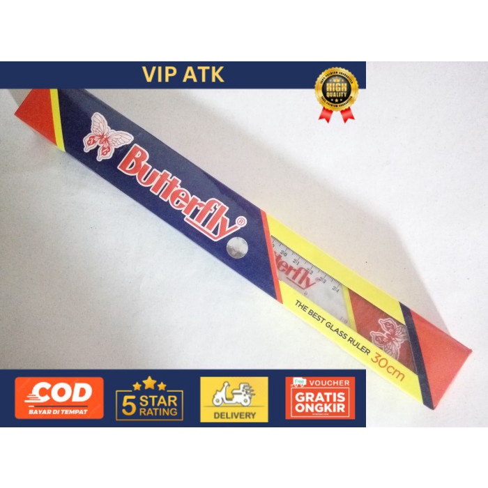 

Penggaris Butterfly 30 cm alat tulis kantor atk