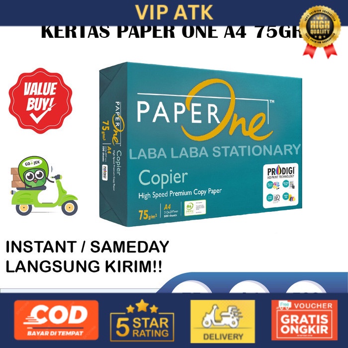 

Kertas Paper One A4 75gr HVS Print alat tulis kantor atk