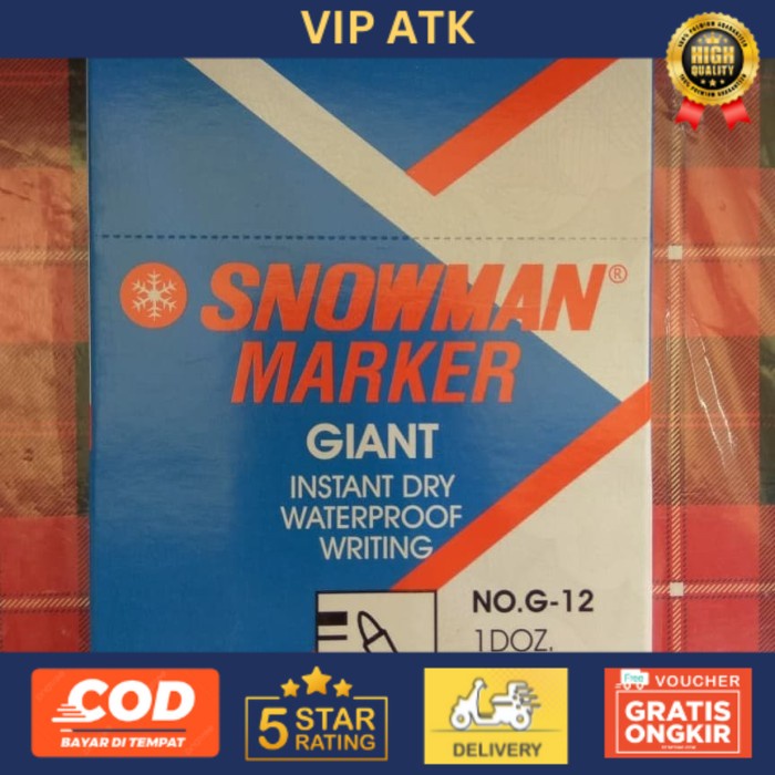 

Spidol Snowman Permanent G-12 - Biru alat tulis kantor atk