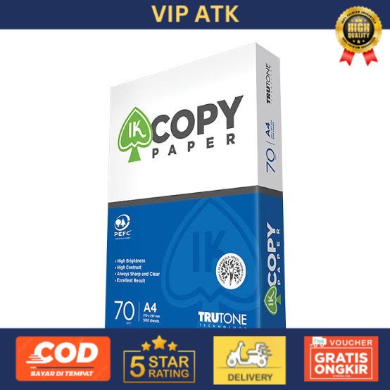 

Kertas HVS A4 70 Gsm IK Copy Paper Kertas Print alat tulis kantor atk