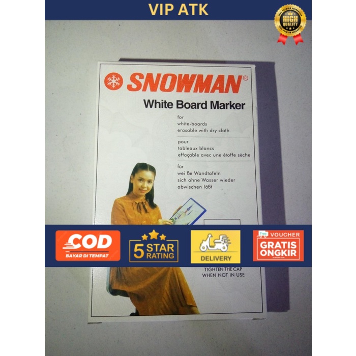 Spidol Snowman BG-12 White Board Marker alat tulis kantor atk