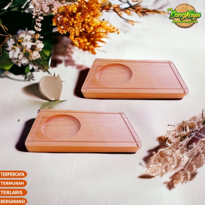 Nampan + tatakan nampan kayu 20x11cm tatakan kayu Coaster wooden tray 18