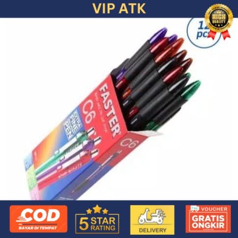 

Termurah !! Pulpen Faster C6 per Box Lusin - Hitam