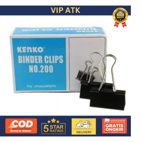 

Binder Clip / Klip / Penjepit Kertas Kenko 200 / 1 BOX 12 PCS