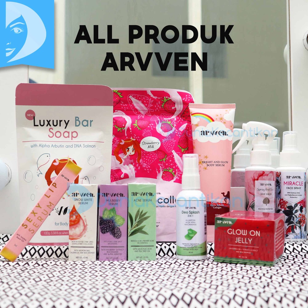 Arvven Series Luxury Bar Soap Sabun Mandi / Face Mist Arvven Miracle Water / Salmocolla Collagen Dri