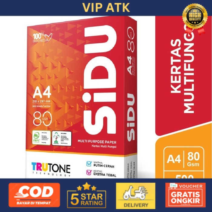 

SIDU A4 80 RIM Kertas HVS A4 Sinar Dunia 80 gsm