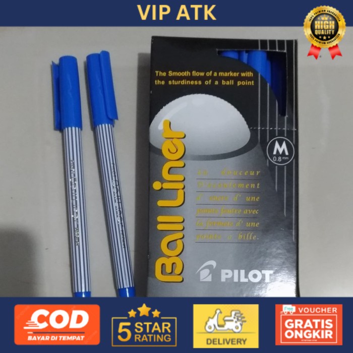 

Pen pilot Balliner / Ballpoint ball liner pen 0.8 warna biru