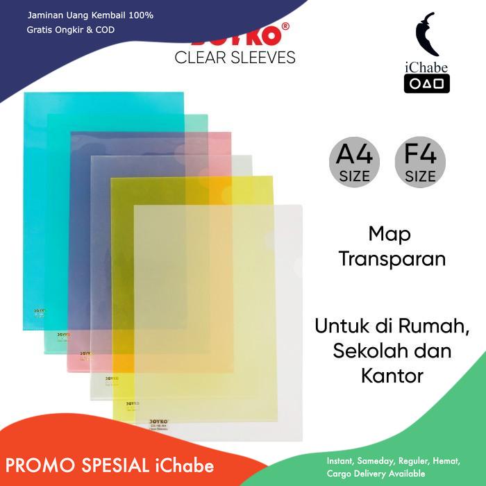 

[Bisa COD] NA JOYKO Clear Sleeves Map L 1 Pcs Plastik Transparan CS 2335 F4 / Clear Sleeves Map L Bening Transparan Joyko CS-10/A4 2335/F4 Stationery