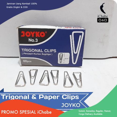 

[Bisa COD] NA JOYKO Trigonal Clips No. 3 1Box / Penjepit Kertas 1 Box No 3 Silver