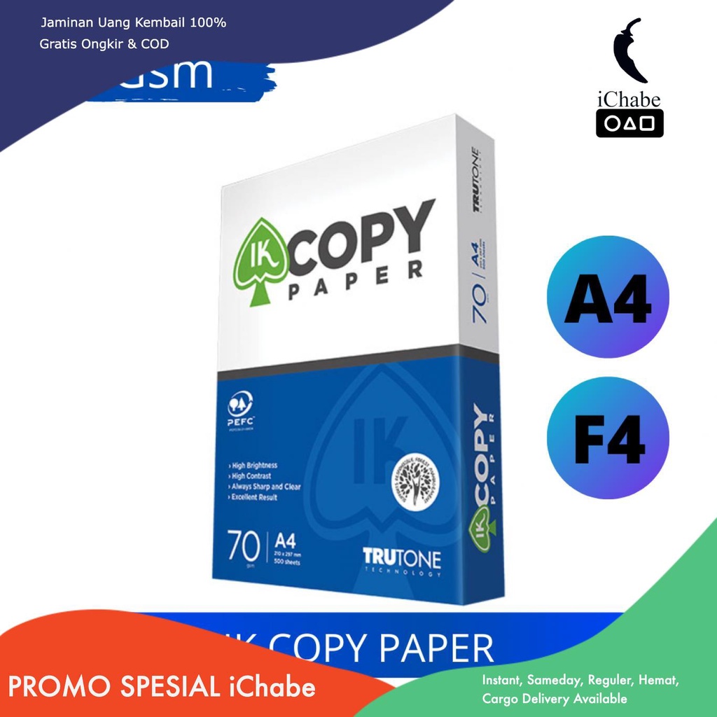 

[BISA COD] AA Kertas HVS A4 dan F4 IK Copy Paper 70 Gsm / HVS Sidu Stationery