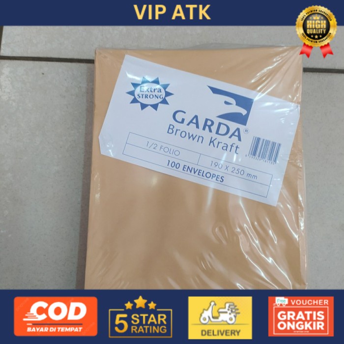 

Amplop Coklat 1/2 Folio Garda (190 x 250 mm) Brown Kraf isi 100 lembar
