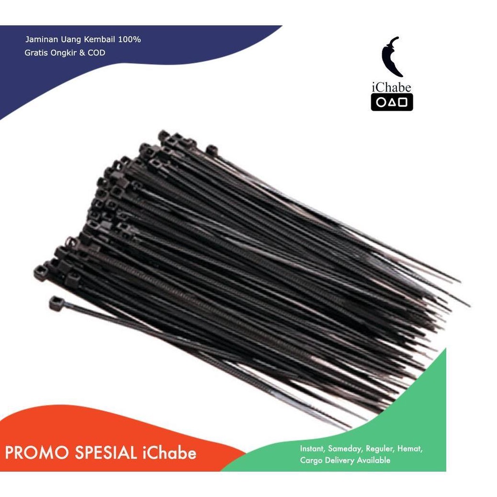 

(Bisa COD) BE Promo kabel ties 10cm hitam/size 2.5 x100/pengikat plastik/kabel tie Hitam Plastik