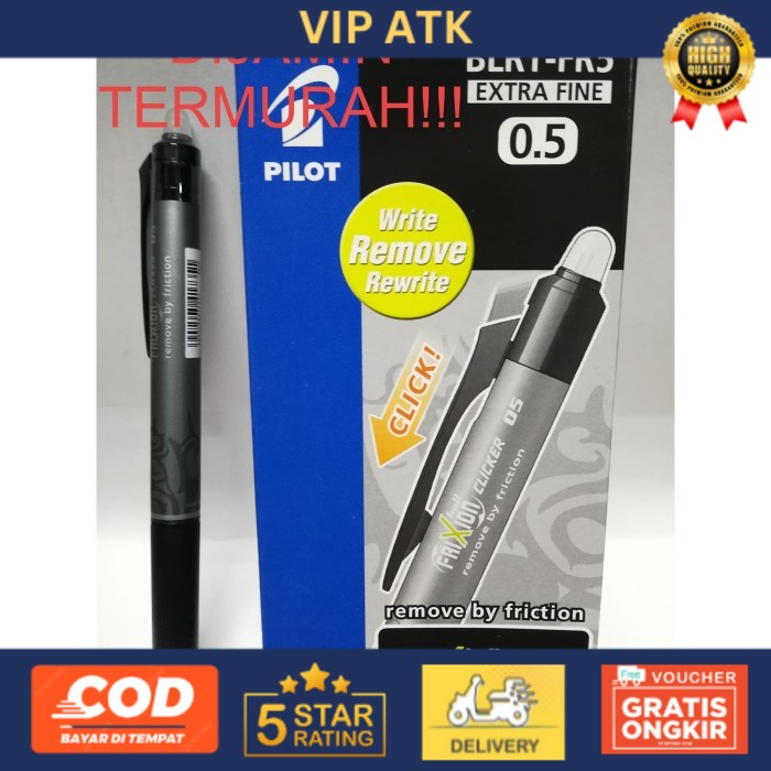 PULPEN / PEN FRIXION PILOT 0.5 & 0.7 ( TINTA BISA DIHAPUS) - Hitam, 0.5