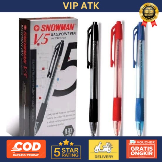 

PEN / PULPEN SNOWMAN V5 0.7MM 1 LUSIN - Hitam