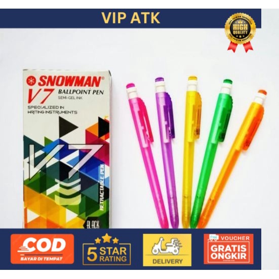 

Pulpen Cetek SNOWMAN V7 / Pen Snowman Murah - Hitam