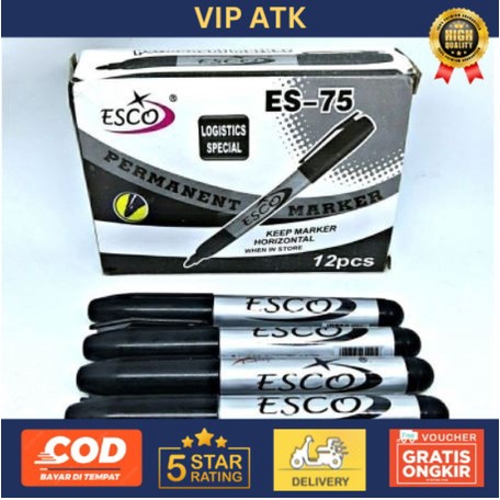 

SPIDOL PERMANENT MURAH ESCO ES 75 [LUSIN- 12 PCS] - Hitam