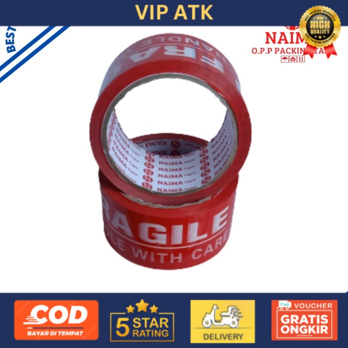 

LAKBAN FRAGILE MERAH / PUTIH JANGAN DIBANTING 50 YARD (48mm) NAIMA - Putih