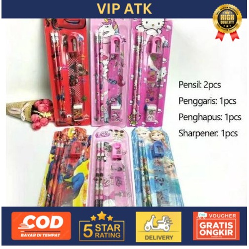 

Stationery Set 5 in 1 / Paket Alat Tulis Anak / Set Alat Tulis Murah - PEREMPUAN