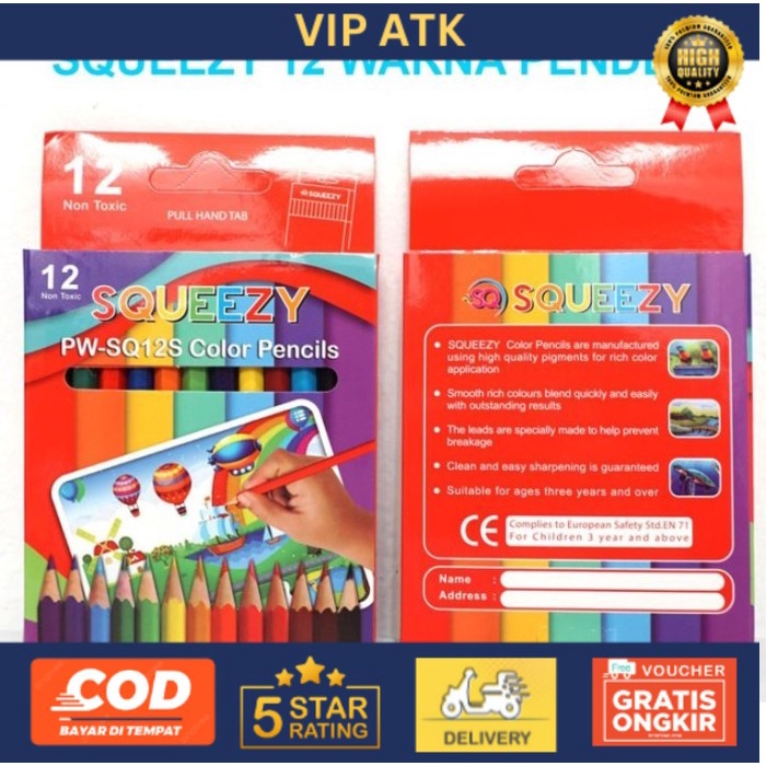 

Pensil Warna / Pensil Mewarnai/ Pensil Warna 12 Warna & 24 Warna - 12 WARNA PENDEK