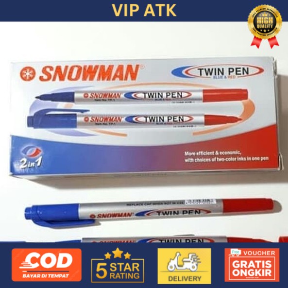 

SPIDOL TWINPEN SNOWMAN 2 WARNA / 2 SISI [LUSIN] - Hitam