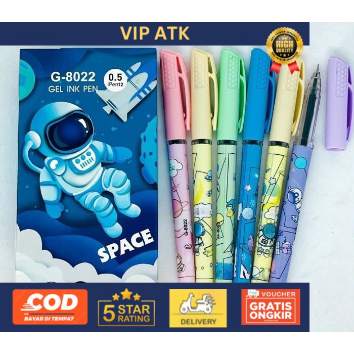 

(12Pcs) Pulpen Fancy Karakter Lucu / Pen Gel Motif Cewe Cowo - Astronot