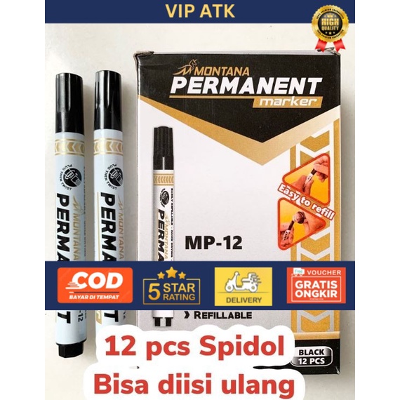 

(12pc) SPIDOL PERMANENT MARKER HITAM / SPIDOL PERMANEN MURAH