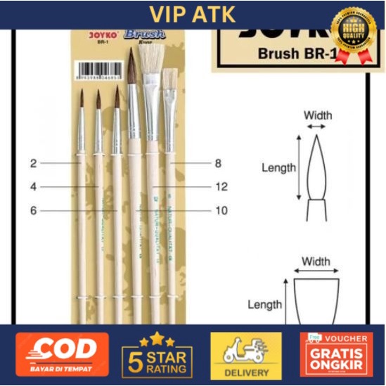 

(6pcs) Brush Set Joyko BR 1 / Kuas Lukis Joyko / Kuas Cat Mewarnai